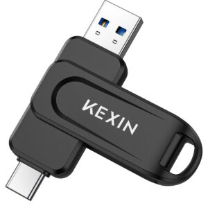 KEXIN 128GB USB C Pen Drive Flash Drive 100MB/s Swivel Dual USB 3.0 USB-A & Type-C Memory Stick for Smartphone Tablet iPhone 15/16 Car Game Console, 128GB Black